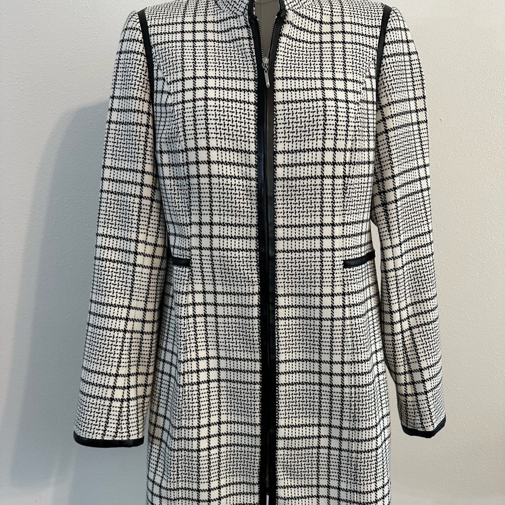 White House Black Market Black and White Plaid Blazer